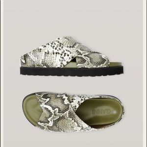 Ganni Sandals Snakeskin Slide Size 38 (EU)/ 7.5/8 (US) &  39 (EU)/ 8.5 (US) NWOB